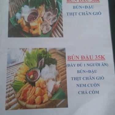 Thực đơn- Quán Ăn Thằng Bờm - Bún Đậu Mắm Tôm