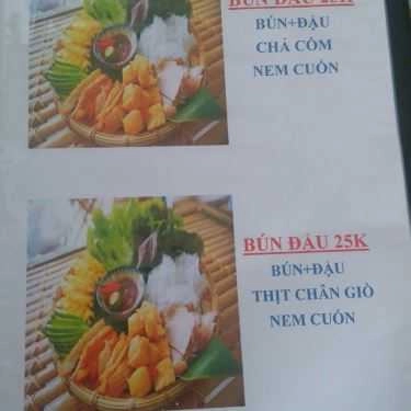 Thực đơn- Quán Ăn Thằng Bờm - Bún Đậu Mắm Tôm