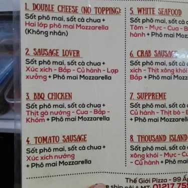 Thực đơn- Quán Ăn Thế Giới Pizza