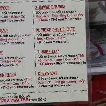 Thực đơn- Quán Ăn Thế Giới Pizza
