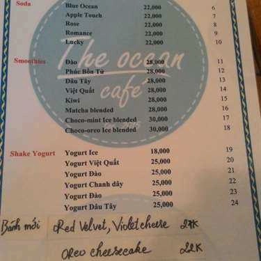 Thực đơn- The Ocean Cafe