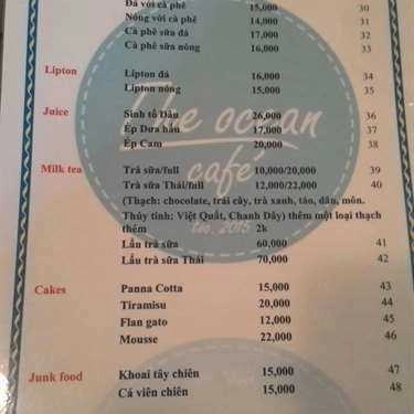 Thực đơn- The Ocean Cafe