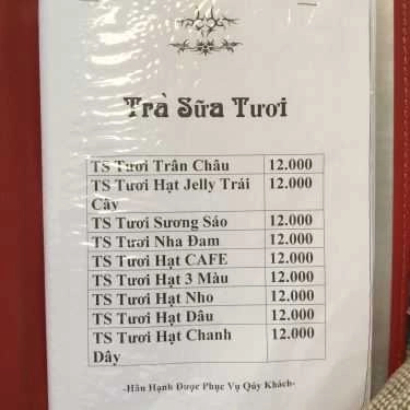 Thực đơn- Cafe Trà Sữa 99