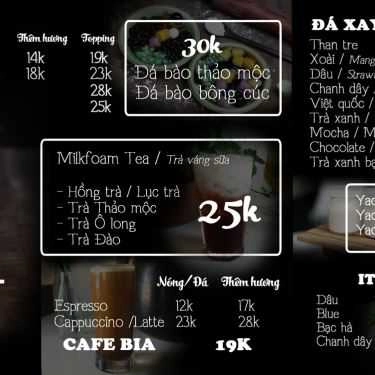 Thực đơn- Cafe Trà Sữa Nhí