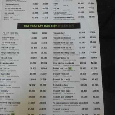 Thực đơn- Cafe Trà Tiên Hưởng - Ngô Quyền