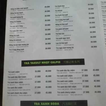 Thực đơn- Cafe Trà Tiên Hưởng - Ngô Quyền
