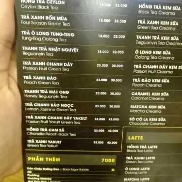 Thực đơn- Cafe Wow Taiwan Milk Tea - Ấp Bắc