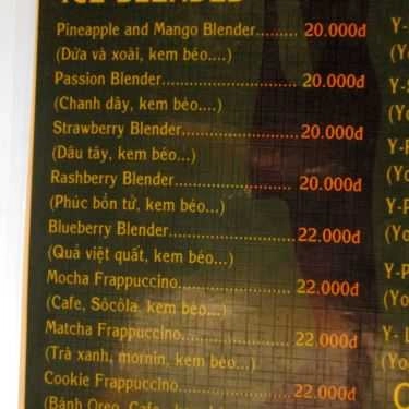 Thực đơn- Cafe Buzz Ice Blended - Lê Lợi