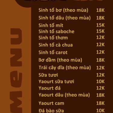 Thực đơn- Coc Cafe - Phạm Ngũ Lão
