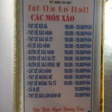 Thực đơn- Quán Ăn Đức Thanh 2 - Quán Lẩu Dê