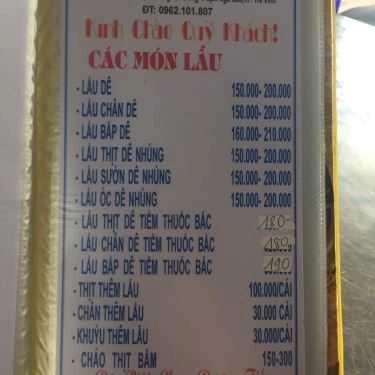 Thực đơn- Quán Ăn Đức Thanh 2 - Quán Lẩu Dê