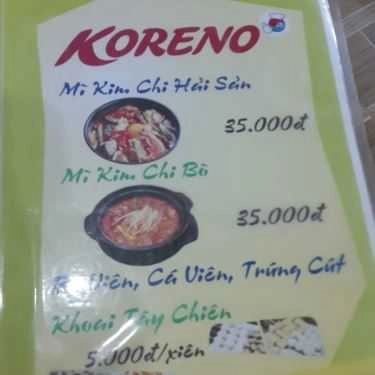 Thực đơn- Quán Ăn Koreno - Mì Cay