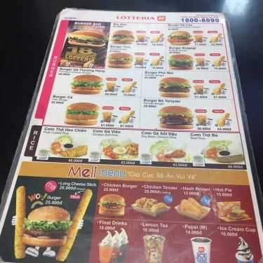 Thực đơn- Nhà Hàng Lotteria - Vincom Trà Vinh