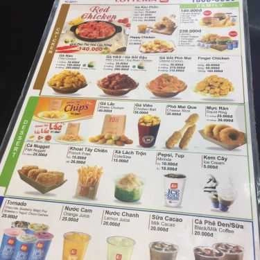 Thực đơn- Nhà Hàng Lotteria - Vincom Trà Vinh