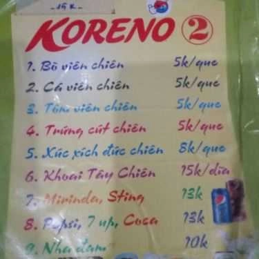 Thực đơn- Quán Ăn Mì Cay Koreno - Quốc Lộ 53
