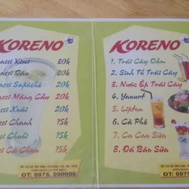 Thực đơn- Quán Ăn Koreno - Mì Cay