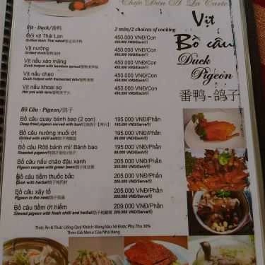 Thực đơn- Nhà Hàng À La Carte
