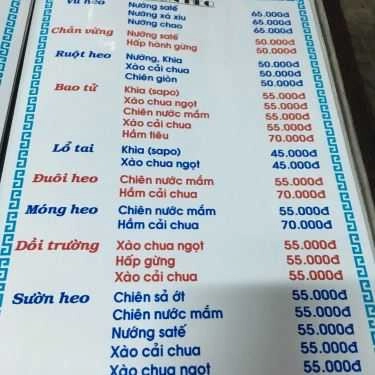 Thực đơn- Quán Ăn Ốc Đêm