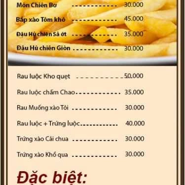 Thực đơn- Quán Ăn Quán Cá Nướng Phố Đêm