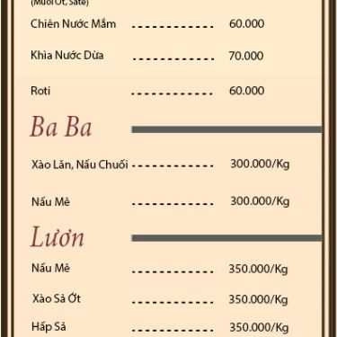 Thực đơn- Quán Ăn Quán Cá Nướng Phố Đêm