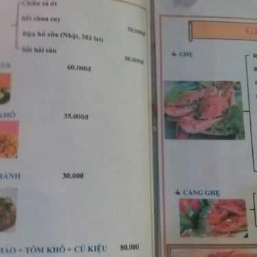 Thực đơn- Quán Ăn Rạng Biển 2 - Quán Nhậu Bình Dân
