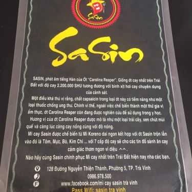 Thực đơn- Quán Ăn SaSin - Mì Cay 7 Cấp Độ Hàn Quốc - Nguyễn Thiện Thành