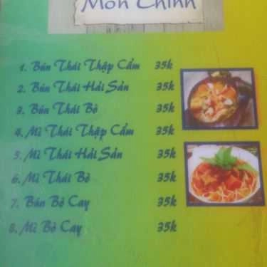 Thực đơn- Quán Ăn Tom Yum - Quán Bún Thái