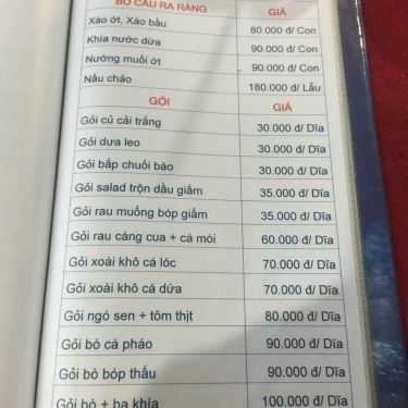 Thực đơn- Trường Sơn Quán - Quán Ăn Gia Đình