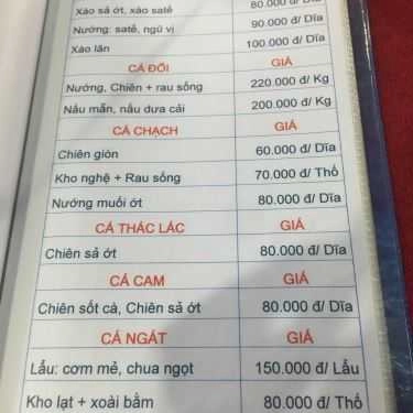 Thực đơn- Trường Sơn Quán - Quán Ăn Gia Đình