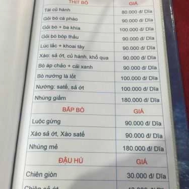 Thực đơn- Trường Sơn Quán - Quán Ăn Gia Đình