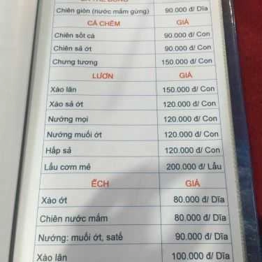 Thực đơn- Trường Sơn Quán - Quán Ăn Gia Đình