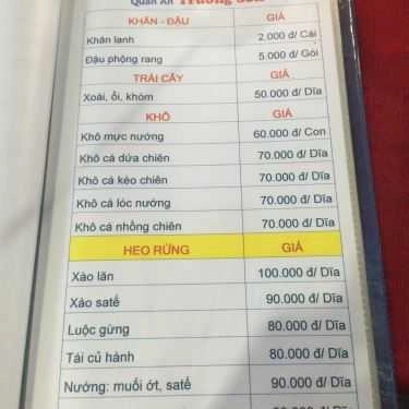 Thực đơn- Trường Sơn Quán - Quán Ăn Gia Đình