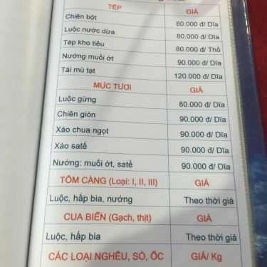 Thực đơn- Trường Sơn Quán - Quán Ăn Gia Đình