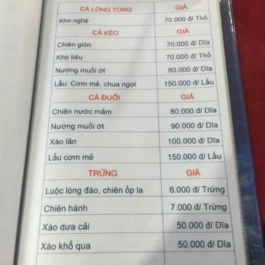 Thực đơn- Trường Sơn Quán - Quán Ăn Gia Đình