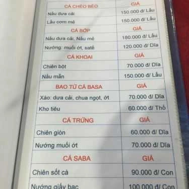 Thực đơn- Trường Sơn Quán - Quán Ăn Gia Đình
