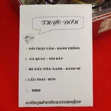 Thực đơn- Nhà Hàng Khách Sạn Thanh Vân 2 - Hồ Văn Long