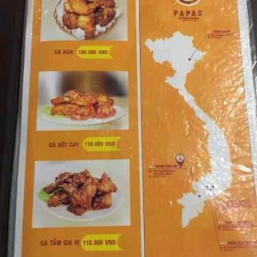 Thực đơn- Nhà Hàng Papas' - Chicken & Pizza