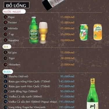 Thực đơn- Nhà Hàng Golden BBQ - Buffet & Lẩu Nướng Hàn Quốc