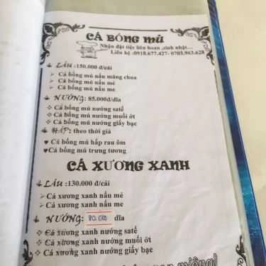 Thực đơn- Quán Ăn Cá Chèo Bẻo Thanh Phong