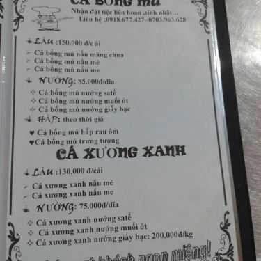 Thực đơn- Quán Ăn Cá Chèo Bẻo Thanh Phong