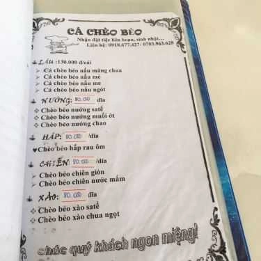 Thực đơn- Quán Ăn Cá Chèo Bẻo Thanh Phong