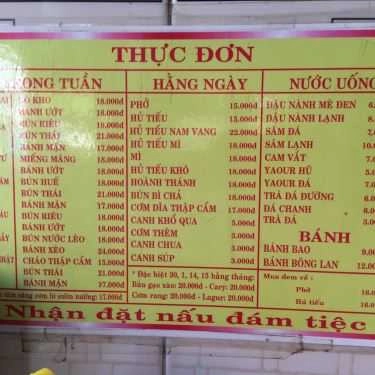 Thực đơn- Quán Ăn Cơm Chay Thanh Đạm