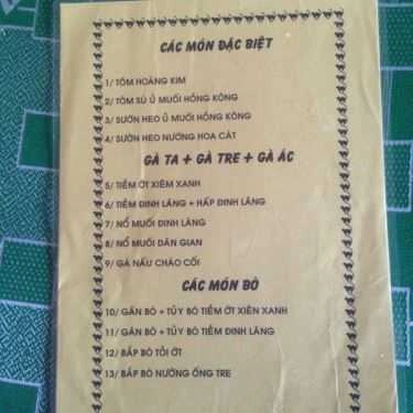 Thực đơn- Quán Ăn Hải Sản Thuyền Và Biển