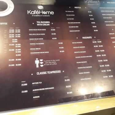 Thực đơn- Cafe Kafé Home