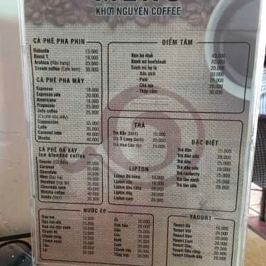 Thực đơn- Khởi Nguyên Coffee - Hưng Đạo Vương