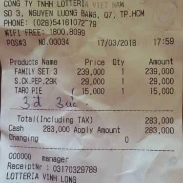 Tổng hợp- Quán Ăn Lotteria - Vĩnh Long