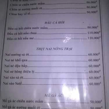 Thực đơn- Quán Ăn Mã Văn Tài Quán - Phạm Thái Bường