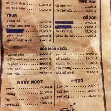 Thực đơn- Nhà Số 10 Cafe