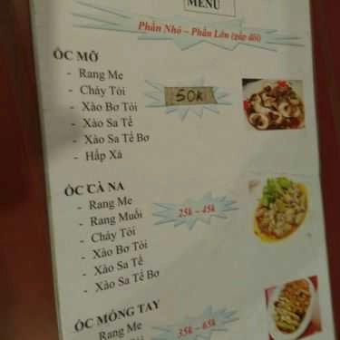 Thực đơn- Quán Ăn Ốc Cầu Tân Hữu Mới