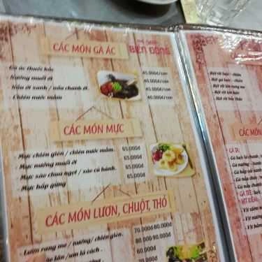 Thực đơn- Nhà Hàng Phố Nướng Biển Đông - Phạm Thái Bường